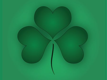 Graphic illustration of an abstract green shamrock against a green gradient background.の写真素材