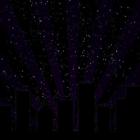 Graphic illustration of abstract skyline against starry night background.の写真素材