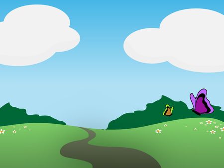 Graphic illustration of a colorful summer day.の写真素材