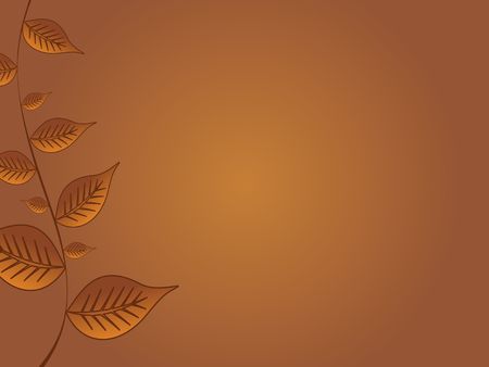 Graphic illustration of golden fall leaves against a brown background.の写真素材
