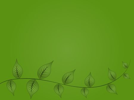 Graphic illustration of green leaves on a vine against a gradient background.の写真素材