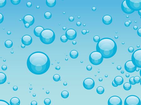 Random sized bubbles against a gradient blue background.の写真素材