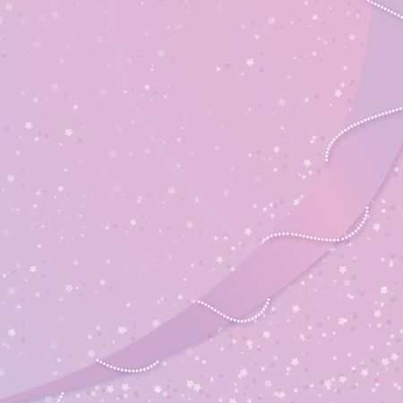Pink and purple background with swoop and beads against a gradient background of tiny flowers.の写真素材