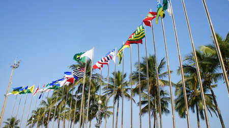 Sky, Blue, Green, Brown, Flag, water, Beach ,, Grayの写真素材