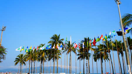 Sky, Blue, Green, Brown, Flag, water, Beach ,, Grayの写真素材