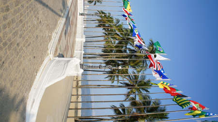 Sky, Blue, Green, Brown, Flag, water, Beach ,, Grayの写真素材