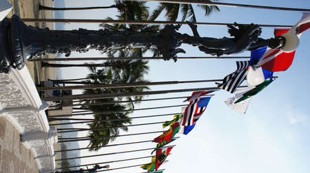 Sky, Blue, Green, Brown, Flag, water, Beach ,, Grayの写真素材