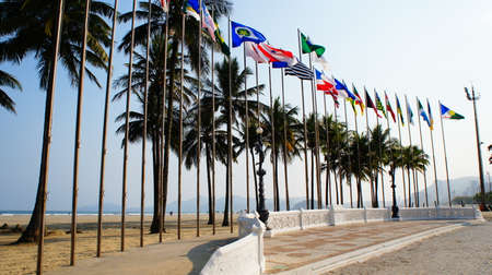 Sky, Blue, Green, Brown, Flag, water, Beach ,, Gray