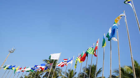 Sky, Blue, Green, Brown, Flag, water,の写真素材