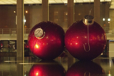 This i tow giant  outside x-mas red balls.の写真素材