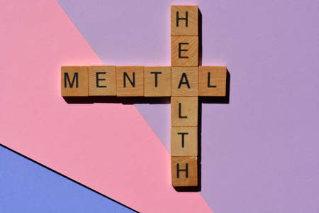 Mental Health, words in wooden alphabet letters in crossword formの写真素材