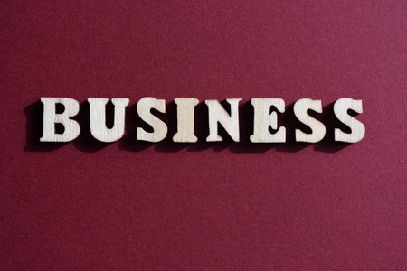 Business, word in wooden alphabet letters isolated on backgroundの写真素材