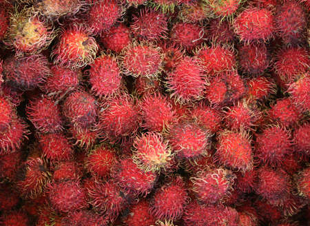 Lychee fruit for sale at marketの写真素材
