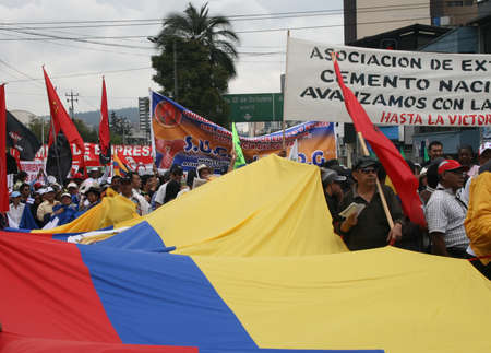 Quito, Ecuador - May 01, 2012 - People marching in the parade on International Workers Day, also known as Labour Dayのeditorial素材