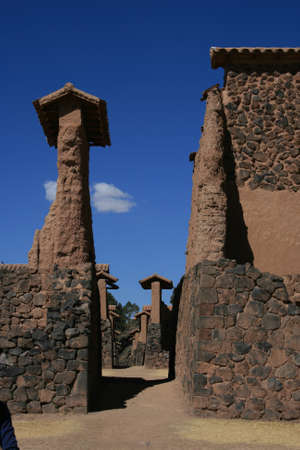 Pre-Incan ruins at the Pukara archaeological site in Peruの写真素材