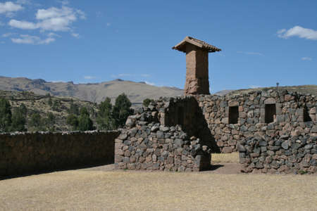 Pre-Incan ruins at the Pukara archaeological site in Peruの写真素材