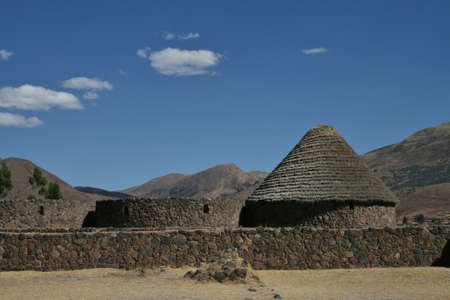Pre-Incan ruins at the Pukara archaeological site in Peruの写真素材