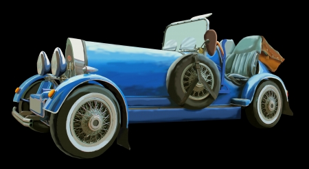 illustration for blue old car at the black backgroundの写真素材