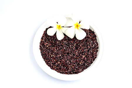 rice berry organic rice on white background, brown rice Thailandの写真素材