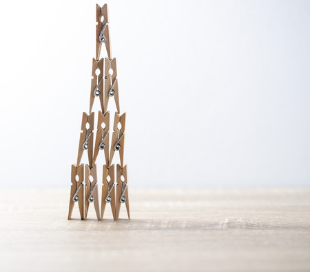 wood tower cloth clamp on the table with background