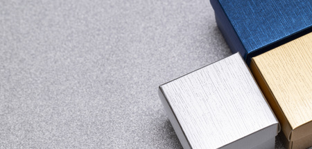 Christmas decorations, cute boxs Gift on white background with copy space to send the good fellingの写真素材