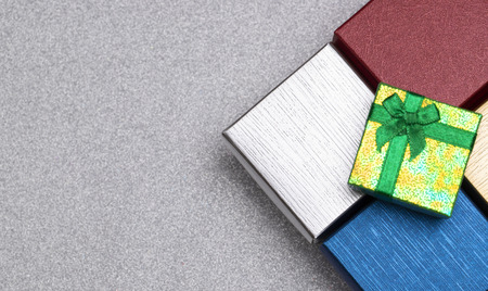 Christmas decorations, cute boxs Gift on white background with copy space to send the good fellingの写真素材