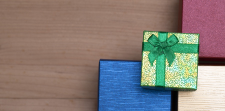 Christmas decorations, cute boxs Gift on wooden background with copy space to send the good felling