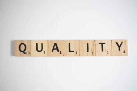 Bangkok, Thailand, October 22, 2018 - Scrabble letters spelling the word  quality, Business Concept for study caseのeditorial素材