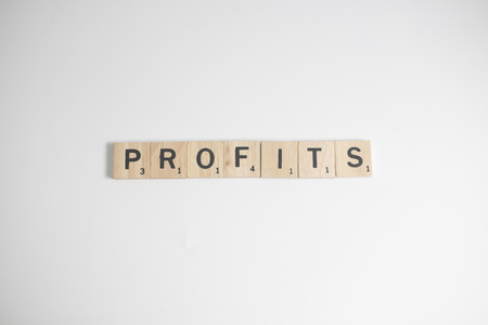 Bangkok, Thailand, October 22, 2018 - Scrabble letters spelling the word profits, Business Concept...