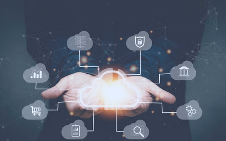 The concept of big data analysis and intelligent business system, digital connection, and modern...