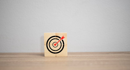 business idea concept. Light bulb, red arrow and many icon on wooden board. Icon Business success and new strategy. Industry. Medicine, engineer. Financial.の写真素材