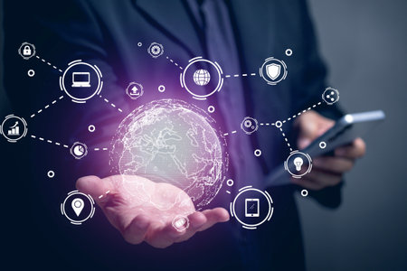 The concept of using online documents. Business people use online documents in various fields via...
