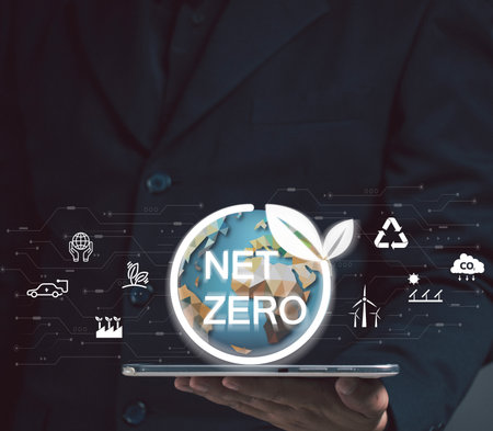 net zero emissions and Carbon neutrality concept. sustainable and clean tech. global warming....