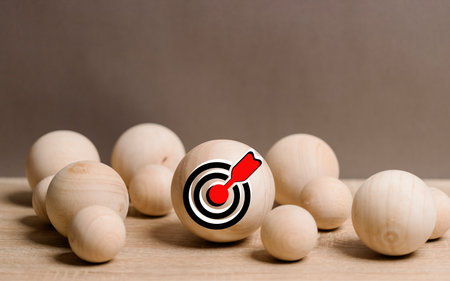 icon marketing target and red arrow place on table. marketing leader concept. busniness strategy success growth. the greate performance for competition and development for  leadership investment.の写真素材