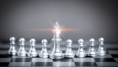 chess pieces are placed on a wooden board. Strategic planning and marketing of new products. Marketing planning. Marketing concept. Planning to fight with competitors.の写真素材