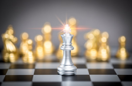 chess pieces are placed on a wooden board. Strategic planning and marketing of new products. Marketing planning. Marketing concept. Planning to fight with competitors.の写真素材