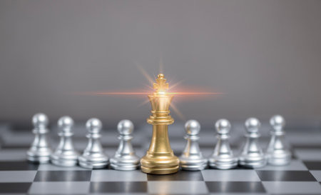 chess pieces are placed on a wooden board. Strategic planning and marketing of new products. Marketing planning. Marketing concept. Planning to fight with competitors.の写真素材