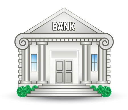 Vector illustration of bank building on white backgroundのイラスト素材