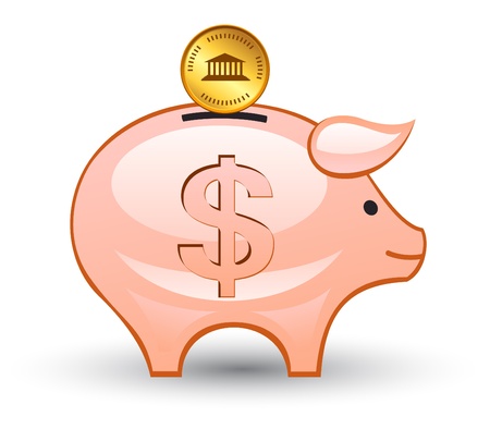 Vector illustration of piggy bank on white backgroundのイラスト素材