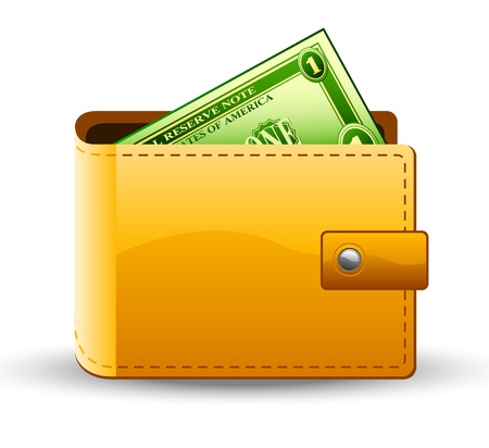 Vector illustration of wallet with dollar on white backgroundのイラスト素材