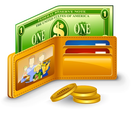 Vector illustrations of wallet isolated on white backgroundのイラスト素材