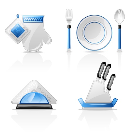 Vector illustration of kitchen items on white backgroundのイラスト素材