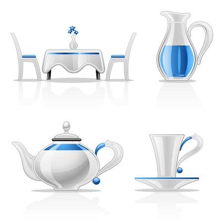 Vector illustration of kitchen items on white backgroundのイラスト素材