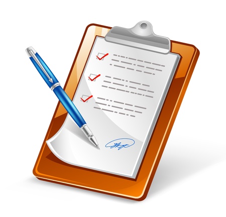 Vector illustration of clipboard with pen on white backgroundのイラスト素材