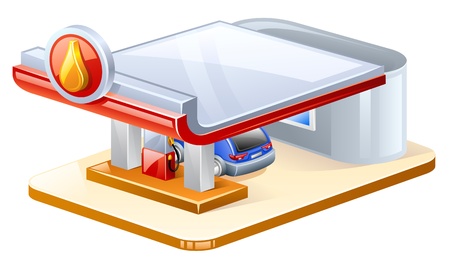 Vector illustration of gasoline station on white backgroundのイラスト素材