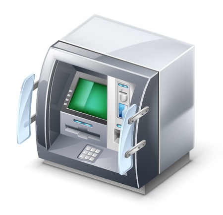 Vector illustration of ATM machine on white background.のイラスト素材