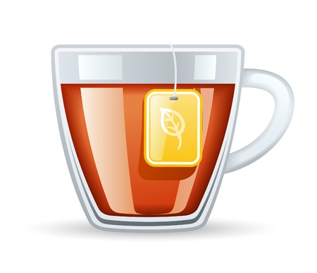 Vector illustration cup of tea on white background. のイラスト素材