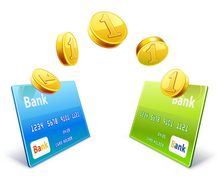 illustration of money transfer from card to cardのイラスト素材