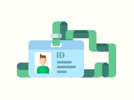 Badge ID with Twisted Ribbon flat icon illustrationのイラスト素材
