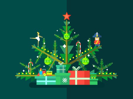 Christmas tree with toysのイラスト素材